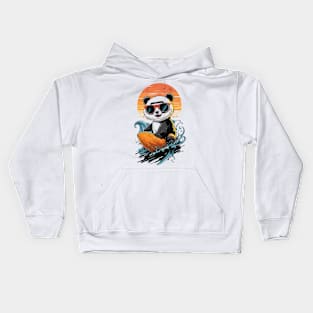 Cool Surfing Panda Bear Kids Hoodie